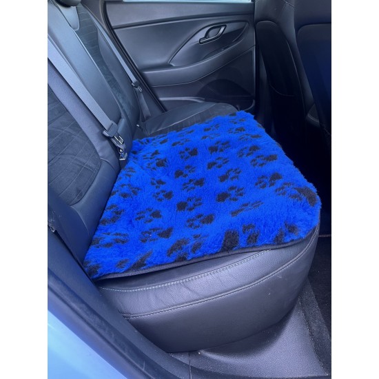 Car Seat Protector - Blue with Black Paws