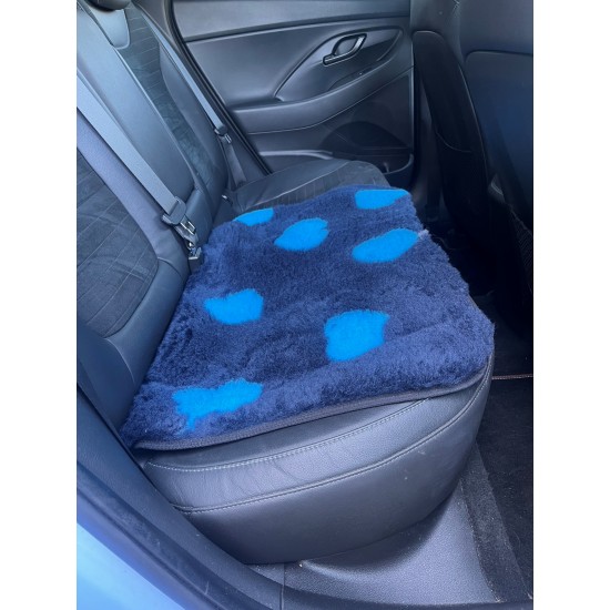 Car Seat Protector - Blue with Teal Hearts