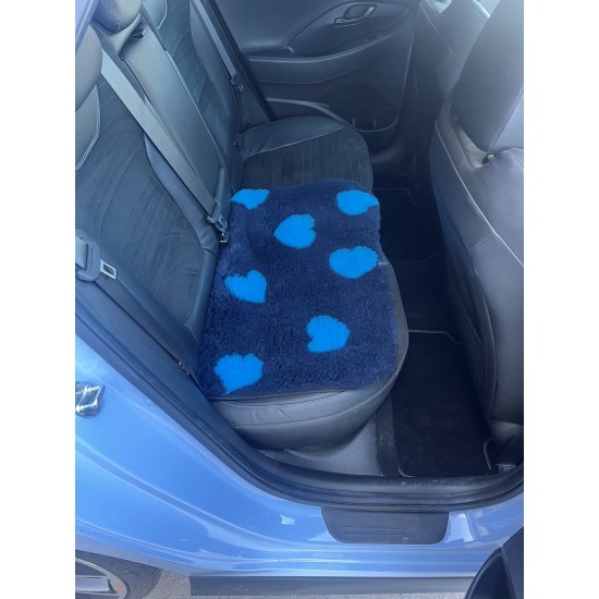 Car Seat Protector - Blue with Teal Hearts