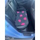Car Seat Protector - Charcoal with Cerise Pink Hearts
