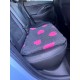 Car Seat Protector - Charcoal with Cerise Pink Hearts