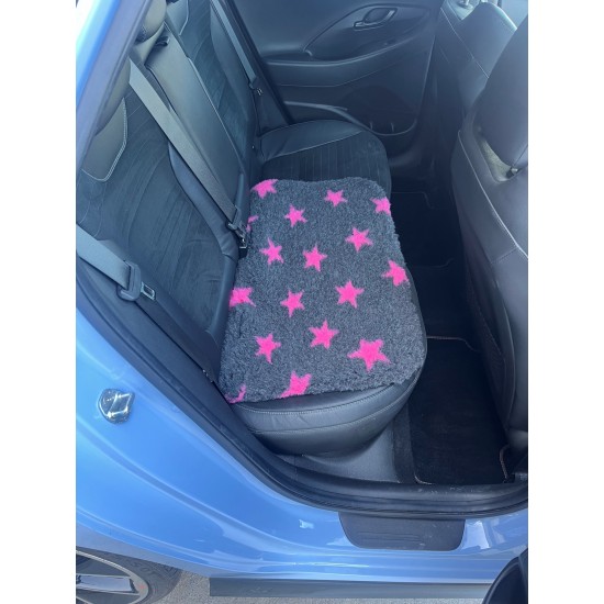 Car Seat Protector - Charcoal with Pink Stars
