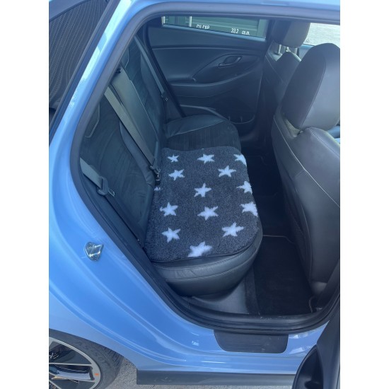 Car Seat Protector - Charcoal with White Stars
