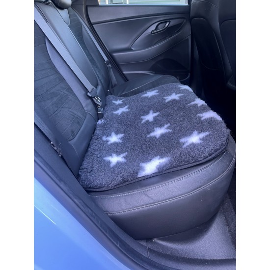 Car Seat Protector - Charcoal with White Stars