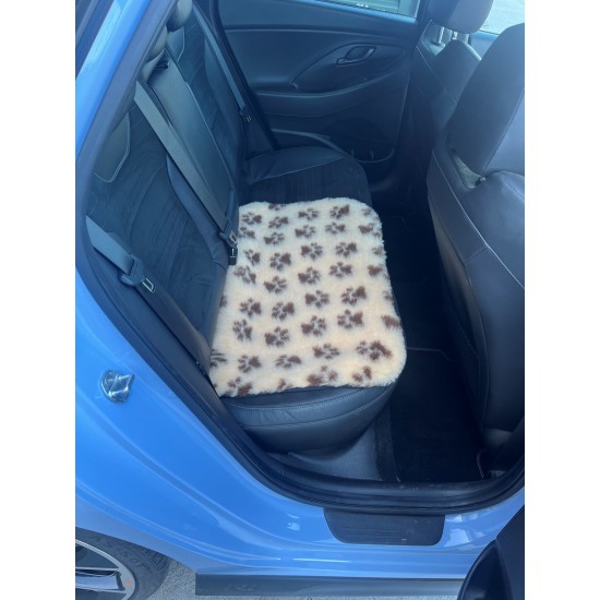 Car Seat Protector - Cream with Brown Paws