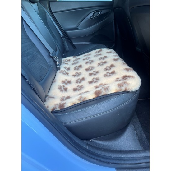 Car Seat Protector - Cream with Brown Paws