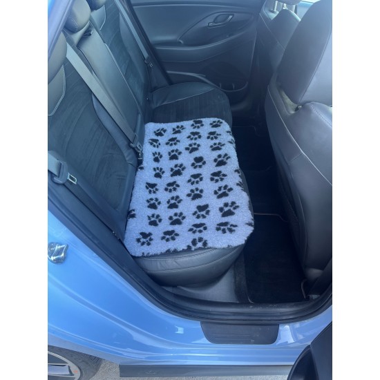 Car Seat Protector - Grey with Black Paws