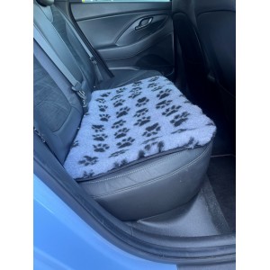 Car Seat Protector - Grey with Black Paws