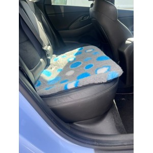 Car Seat Protector - Grey with Blue Circles