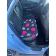 Car Seat Protector - Charcoal Hearts and Paws