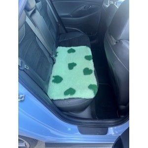 Car Seat Protector - Mint with Green Hearts