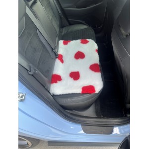 Car Seat Protector - White with Red Hearts