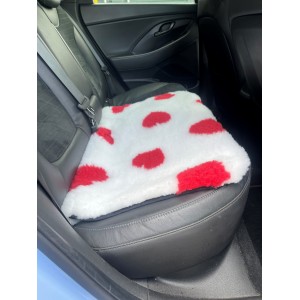 Car Seat Protector - White with Red Hearts