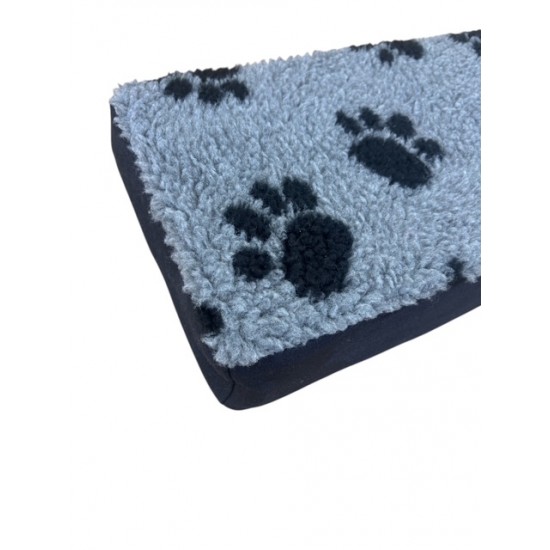 Cat Window Bed - Sherpa Fleece - Grey Pawprints