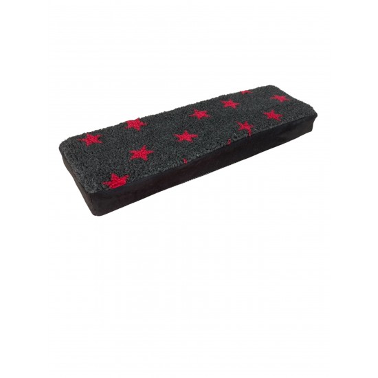 Cat Window Bed -  Sherpa Fleece - Charcoal / Red Stars