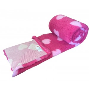PnH Veterinary Bedding - Non Slip - Cerise with Pink Hearts