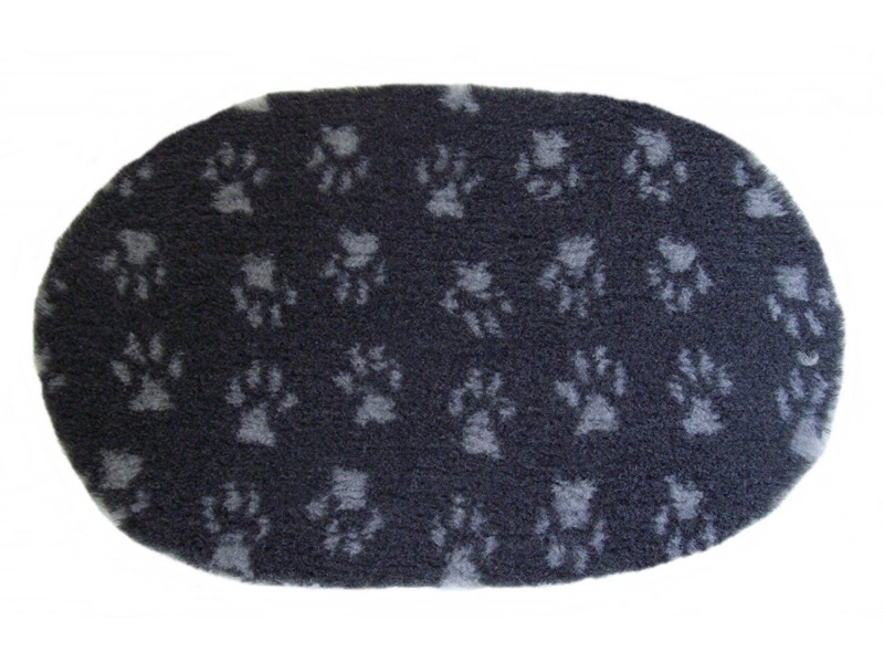 PnH Veterinary Bedding - NON SLIP - OVAL - Charcoal with Grey Paws