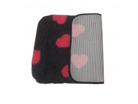 PnH Veterinary Bedding ® - BINDED - NON SLIP - Charcoal with Cerise Pink Hearts