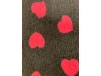 PnH Veterinary Bedding - NON SLIP - SQUARE - Charcoal with Cerise Pink Hearts