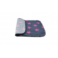 Non Slip Vet Bedding - BINDED - Charcoal with Pink Stars