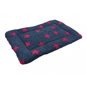 Sherpa Fleece Quilted Dog Pad - Charcoal with Red Stars Sherpa Fleece Quilted Dog Pad - Charcoal with Red Stars
