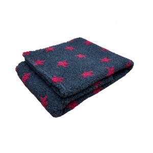 Charcoal with Red Stars - Double Layered Sherpa Fleece Dog Blanket 