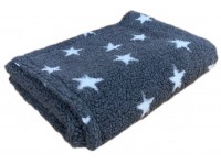 Deluxe Sherpa Fleece Lap Blanket - DOUBLE LAYERED - Grey with White Stars
