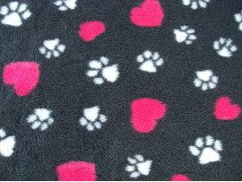 PnH Veterinary Bedding - NON SLIP - EXTRA LARGE PIECE - Charcoal with Hearts and Paws