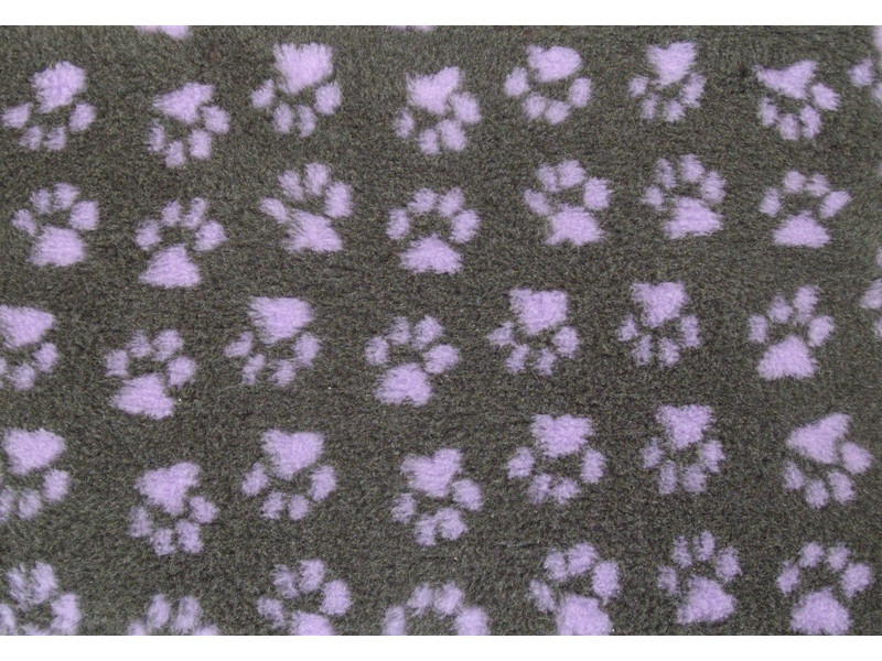 PnH Veterinary Bedding - NON SLIP - SQUARE - Charcoal with Lilac Paws