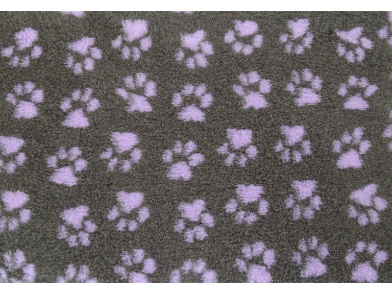 Clearance PnH Veterinary Bedding - NON SLIP - Charcoal / Lilac Paws - 75cm x 50cm