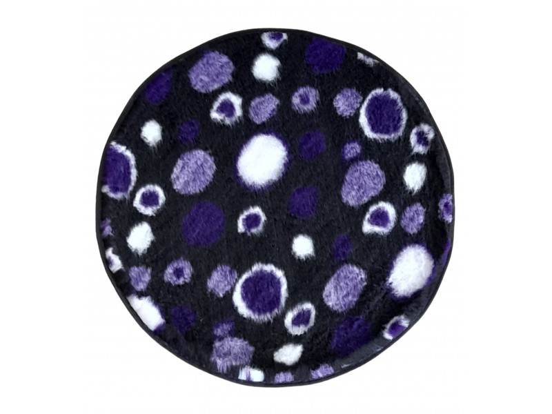 PnH Veterinary Bedding ® - BINDED CIRCLE - NON SLIP - Black with Purple Circles