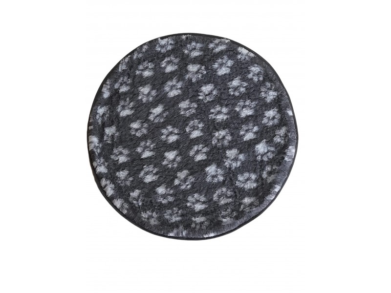 PnH Veterinary Bedding ® - BINDED CIRCLE - NON SLIP - Charcoal with Grey Paws