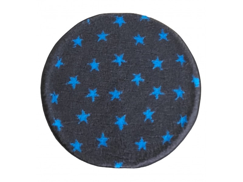 PnH Veterinary Bedding ® - BINDED CIRCLE - NON SLIP - Charcoal with Blue Stars