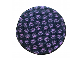 Clearance PnH Veterinary Bedding - BINDED CIRCLE - Charcoal / Lilac Paws - 75cm