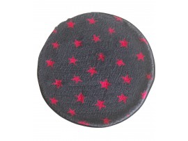 PnH Veterinary Bedding ® - BINDED CIRCLE - NON SLIP - Charcoal with Pink Stars