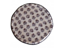 PnH Veterinary Bedding ® - BINDED CIRCLE - NON SLIP - Cream with Brown Paws