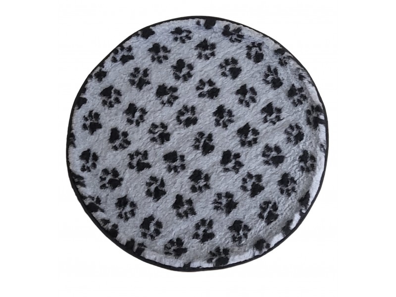 PnH Veterinary Bedding ® - BINDED CIRCLE - NON SLIP - Grey with Black Paws