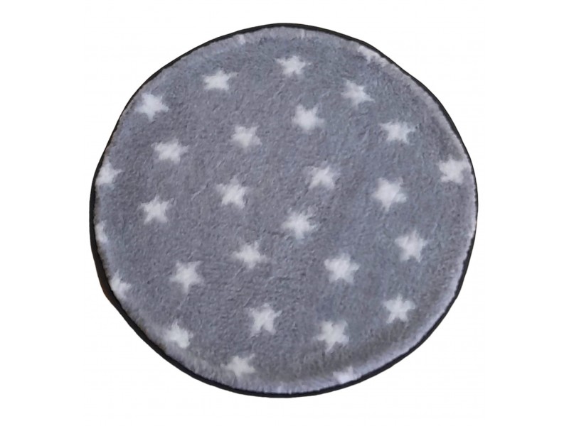 PnH Veterinary Bedding ® - BINDED CIRCLE - NON SLIP - Grey with White Stars