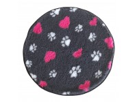 PnH Veterinary Bedding ® - BINDED CIRCLE - NON SLIP - Charcoal with Pink Hearts