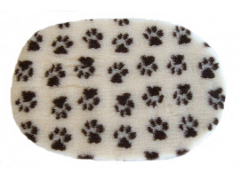 PnH Veterinary Bedding - NON SLIP - OVAL - Cream with Brown Paws