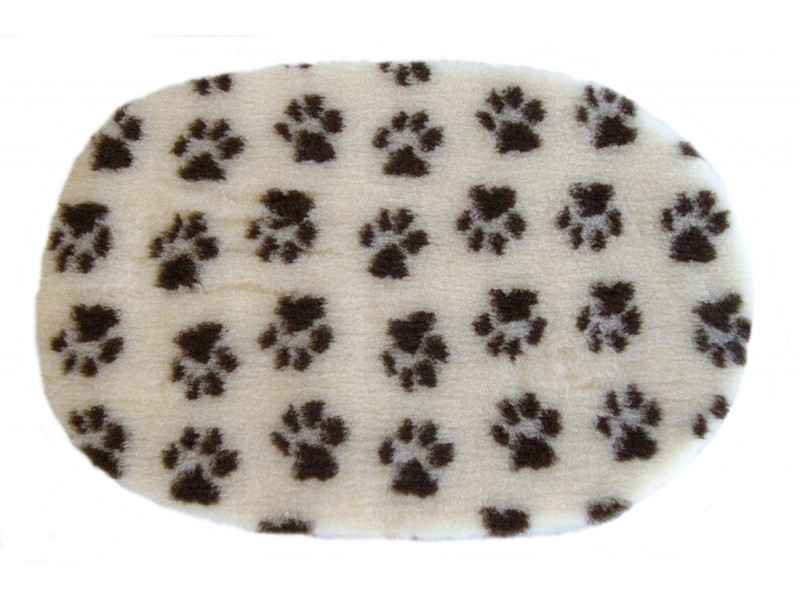 PnH Veterinary Bedding - NON SLIP - OVAL - Cream with Brown Paws