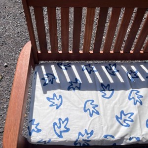 5ft Clearance Bench Cushion - Cream with Blue Leaf