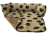 Sofa Dog Bed - Cream Pawprints with Waterproof Base