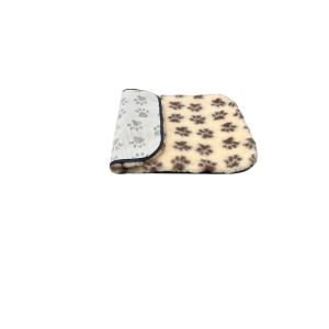 Non Slip Vet Bedding - BINDED - Cream with Brown Paws