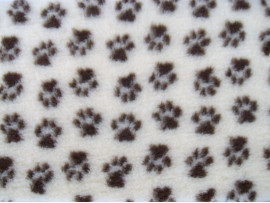 PnH Veterinary Bedding - NON SLIP - SQUARE - Cream with Brown Paws