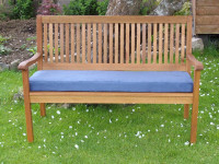 Garden Bench Cushion - Denim Blue Faux Suede