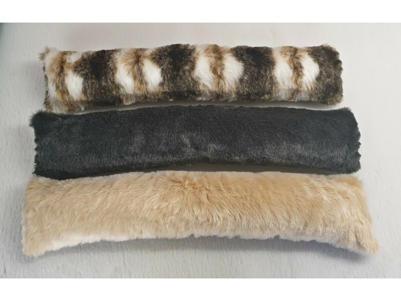 Super Plush Faux Fur Draught Excluder - Striped Wolf
