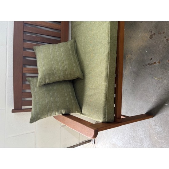 3ft Clearance Bench Set with Side Pillows - Green with Patchwork Pillows