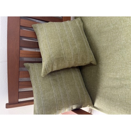 3ft Clearance Bench Set with Side Pillows - Green with Patchwork Pillows