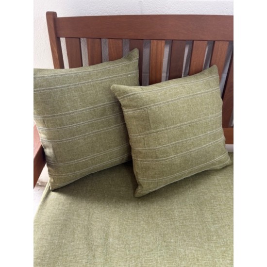 3ft Clearance Bench Set with Side Pillows - Green with Patchwork Pillows